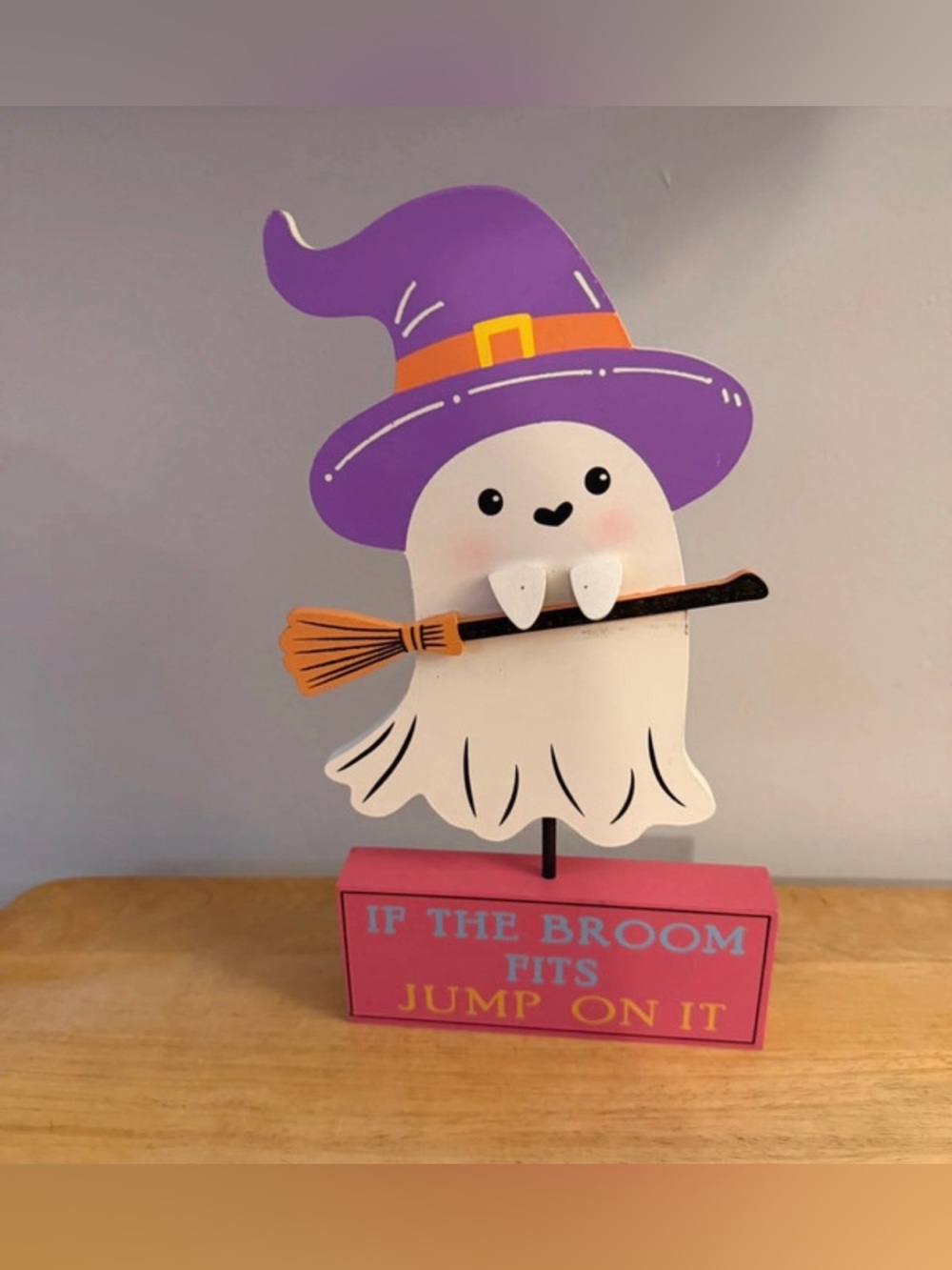 Cute Purple Witch Hat Ghost Décor